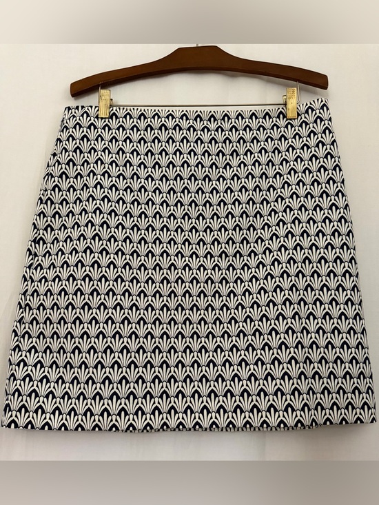 Talbots Dresses & Skirts - Talbots Cotton Geometric Pattern Print Skirt - Navy & White - Size 12